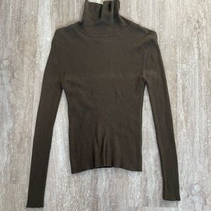 Green Ribbed Turtleneck
